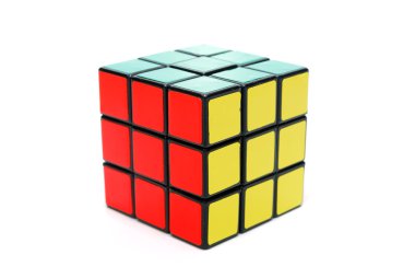 rubik küp üzerinde beyaz izole