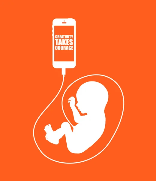 Bébé et téléphone — Image vectorielle