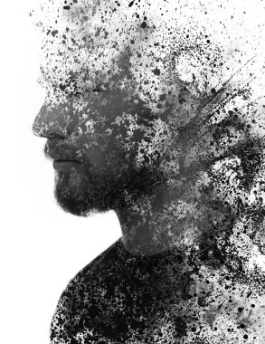 Ressamlık. Genç bir adamın portresiyle harmanlanmış etkileyici bir tablo.