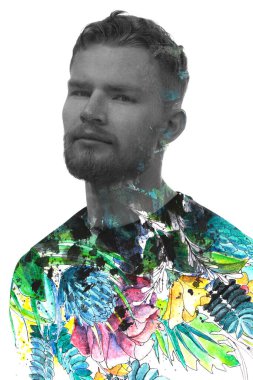 Ressamlık. Çekici bir adamın dramatik ama renkli portresi.