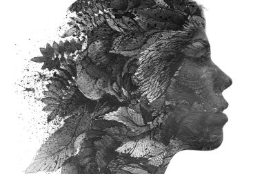 Paintografi. Etkileyici bir portre. Siyah ve beyaz.