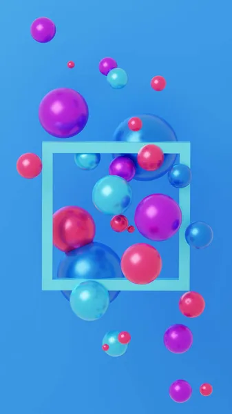 Meerdere bollen en een frame. Verticale 3D illustratie — Stockfoto