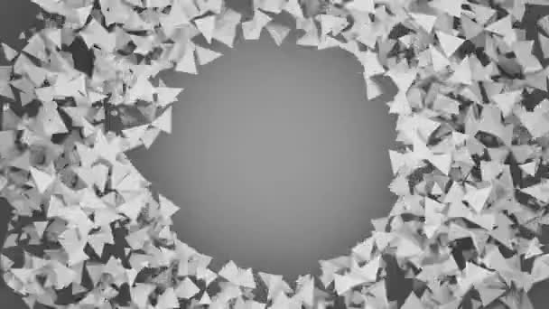 Schwarz-weiße 3D-Animation mit einem leeren runden Rahmen — Stockvideo