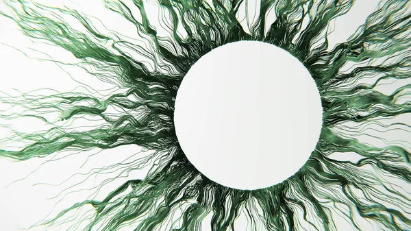 Meerdere golvende groene krullende draden. 3D illustratie — Stockfoto