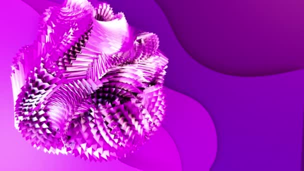 Sebuah bola ungu dengan sudut tajam pada latar belakang abstrak. Video animasi. — Stok Video