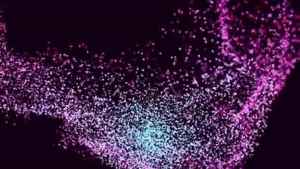 Abstract background with moving and glowing pink particles. Animation. — Stockvideo