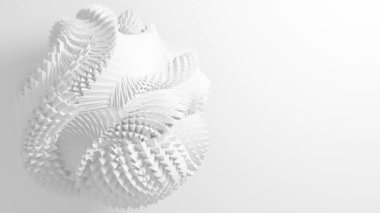 Beyaz arka planda keskin köşeli beyaz bir top. Canlandırılmış video.