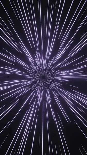 Abstrakter Hintergrund eines Starburst dynamische glühende Linien oder Strahlen. 3D-Illustration. — Stockfoto
