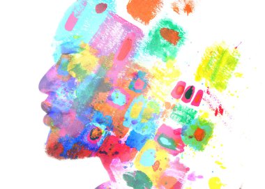 Resim tekniğiyle birleştirilmiş bir adamın portresi..