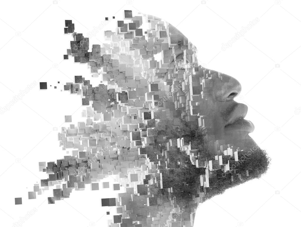 A portrait of an African American man combined with procedural graphics