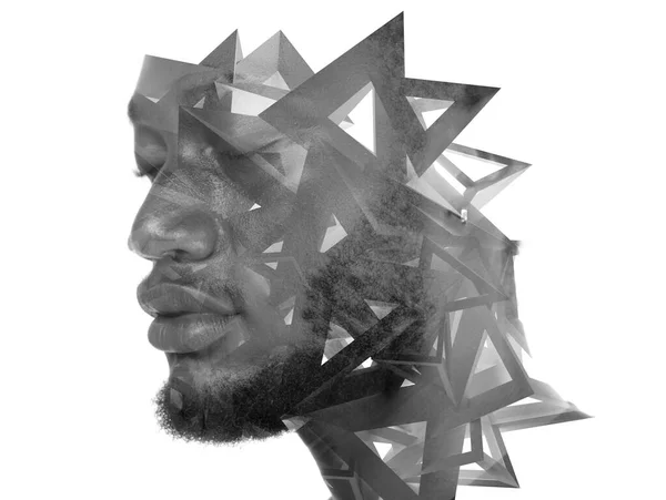 Ongewoon maar creatief portret van een Afro-Amerikaanse man — Stockfoto