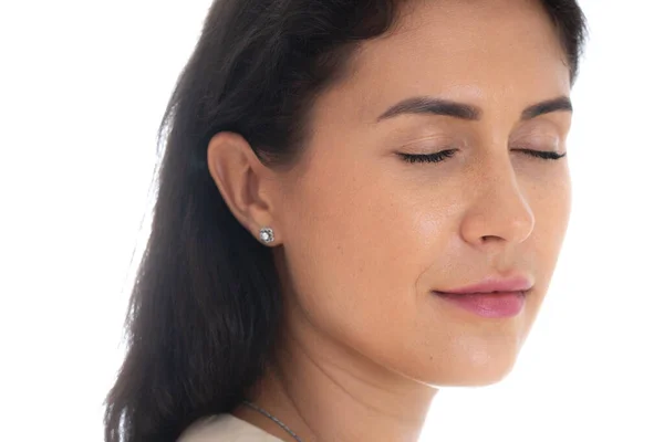 Simple portrait of a young woman enjoying silence — Stock Photo, Image