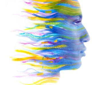 Paintografi. Bir portre ve resmin kombinasyonu duygusal bir durumu betimler.