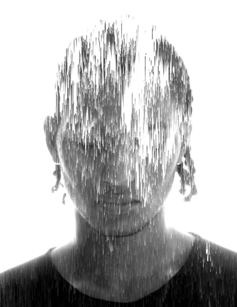 Efecto pixelsort digital combinado con un retrato de un joven —  Fotos de Stock