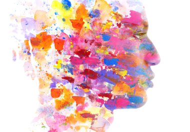 Paintography. Intense emotional state depicted in a portrait of a guy