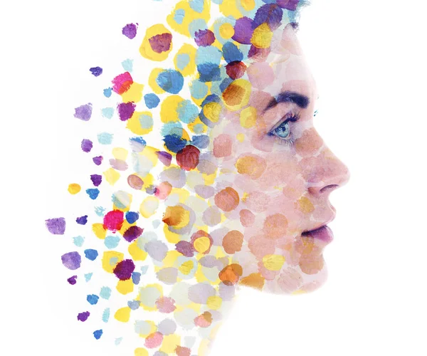 Bright and colorful paintography portrait depicting emotional state — Stock Photo, Image