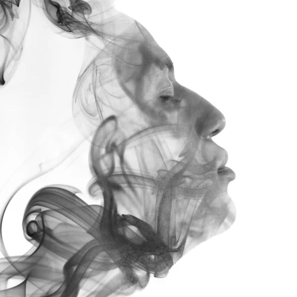 Портрет Сочетании Вихрями Дыма — стоковое фото