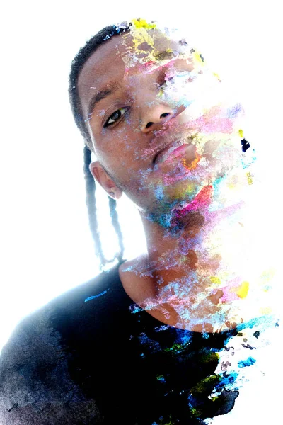Conceptuele Schilder Portret Van Een Zwarte Man — Stockfoto
