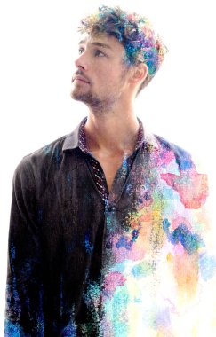 Paintography. A combination of abstract art and a portrait