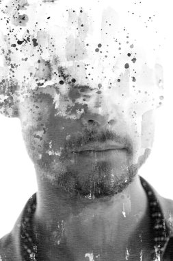 Paintografi. Sanatsal siyah beyaz kompozisyon