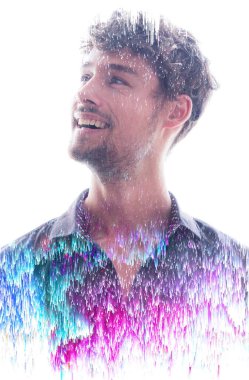 Unusual portrait of a smiling man