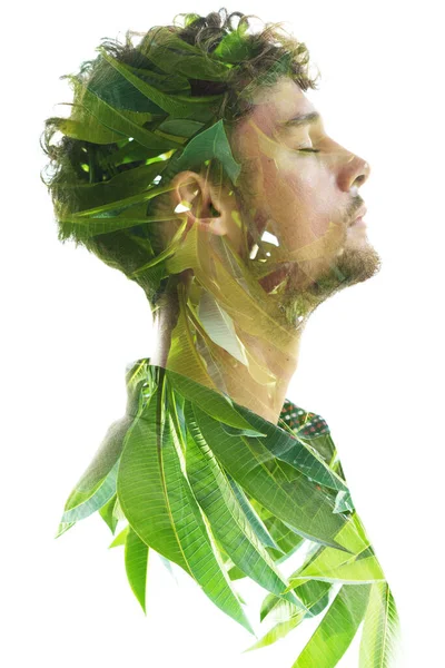 Peace Himself Artistic Double Exposure Portrait — стоковое фото