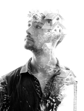 Houses in the sky. Paintography technique