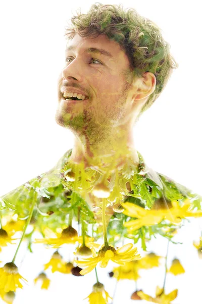 Bright Yellow Flowers Combined Portrait — Photo