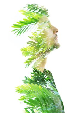 Vibrant tropical nature and a portrait of a young man