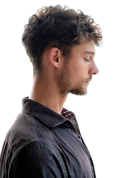 Profile Portrait Young Man His Eyes Closed — Stock Photo, Image