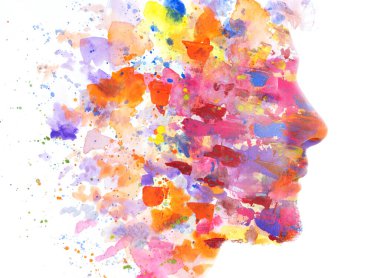 Paintografi. Bir resim ve bir portre kombinasyonu.