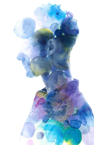 Schilderkunst Jongeman Ondergedompeld Zijn Emotionele Innerlijke Wereld — Stockfoto