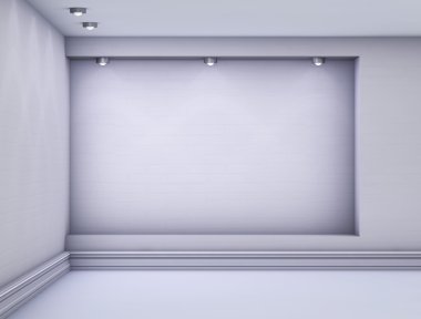gri iç sergi için projektör ile 3D boş niş.