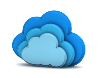 Beyaz arkaplandaki 3d bulut hesaplama simgesi