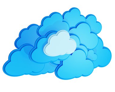 Beyaz arkaplandaki 3d bulut hesaplama simgesi