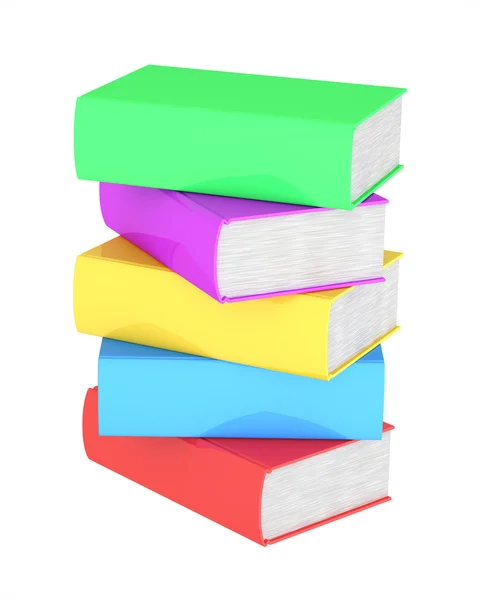 Stack of multicolored books on white background — Stock Photo, Image