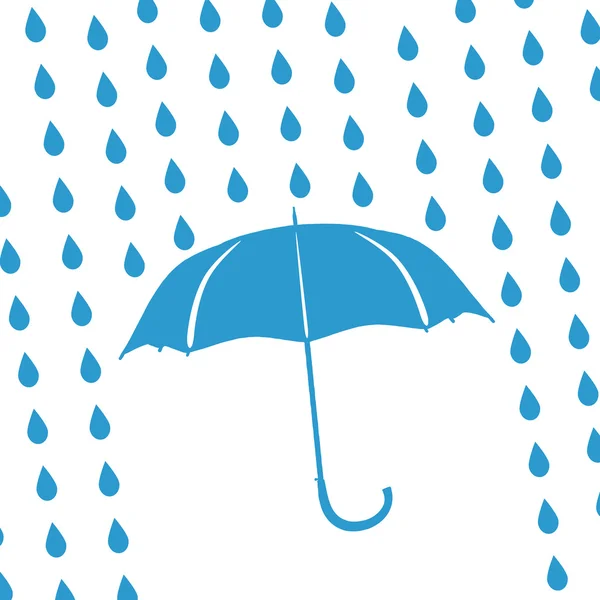 Paraguas azul y gotas de lluvia — Foto de Stock
