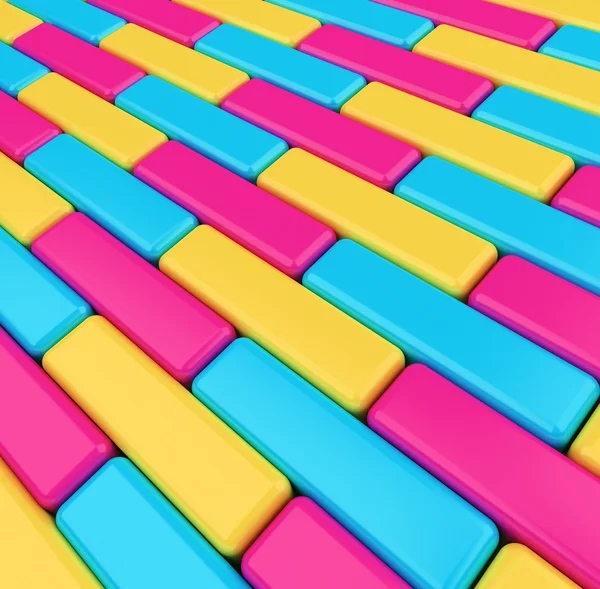 Pavimento de fundo abstrato feito de caixas brilhantes coloridas — Fotografia de Stock