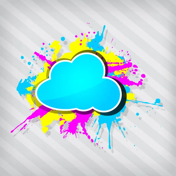 Cute transparency grunge cloud frame on a stripped background — Stock Vector