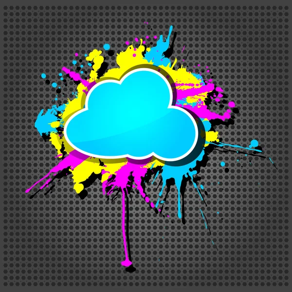 Lindo grunge nube computación icono en el fondo metálico — Vector de stock