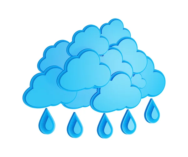 Nuvola e pioggia - simbolo delle previsioni meteo su sfondo bianco — Foto Stock
