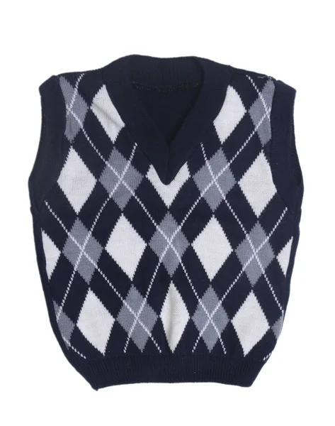 Plaid baby knitted vest on a white background — Stock Photo, Image