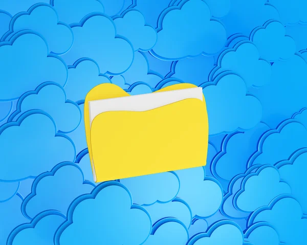 3d cloud computing with folder — Stock Photo, Image