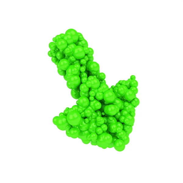 Flecha símbolo de descarga hecha de esferas verdes — Foto de Stock