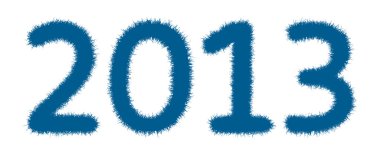 mutlu yeni yıl 2013. Beyaz arkasında izole tüylü 2013 numaraları