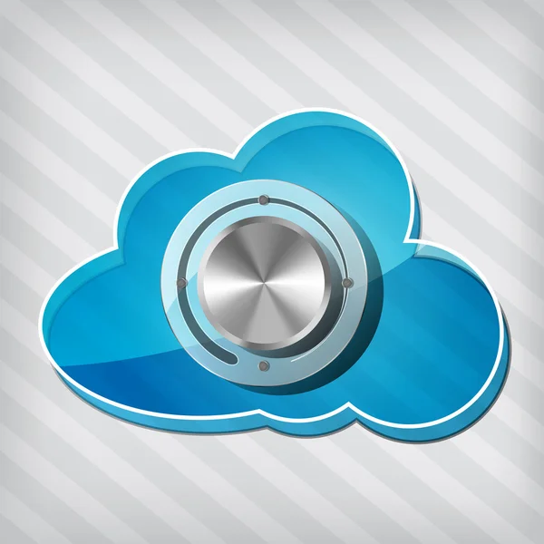 Icono de computación en nube azul de transparencia con perilla — Vector de stock