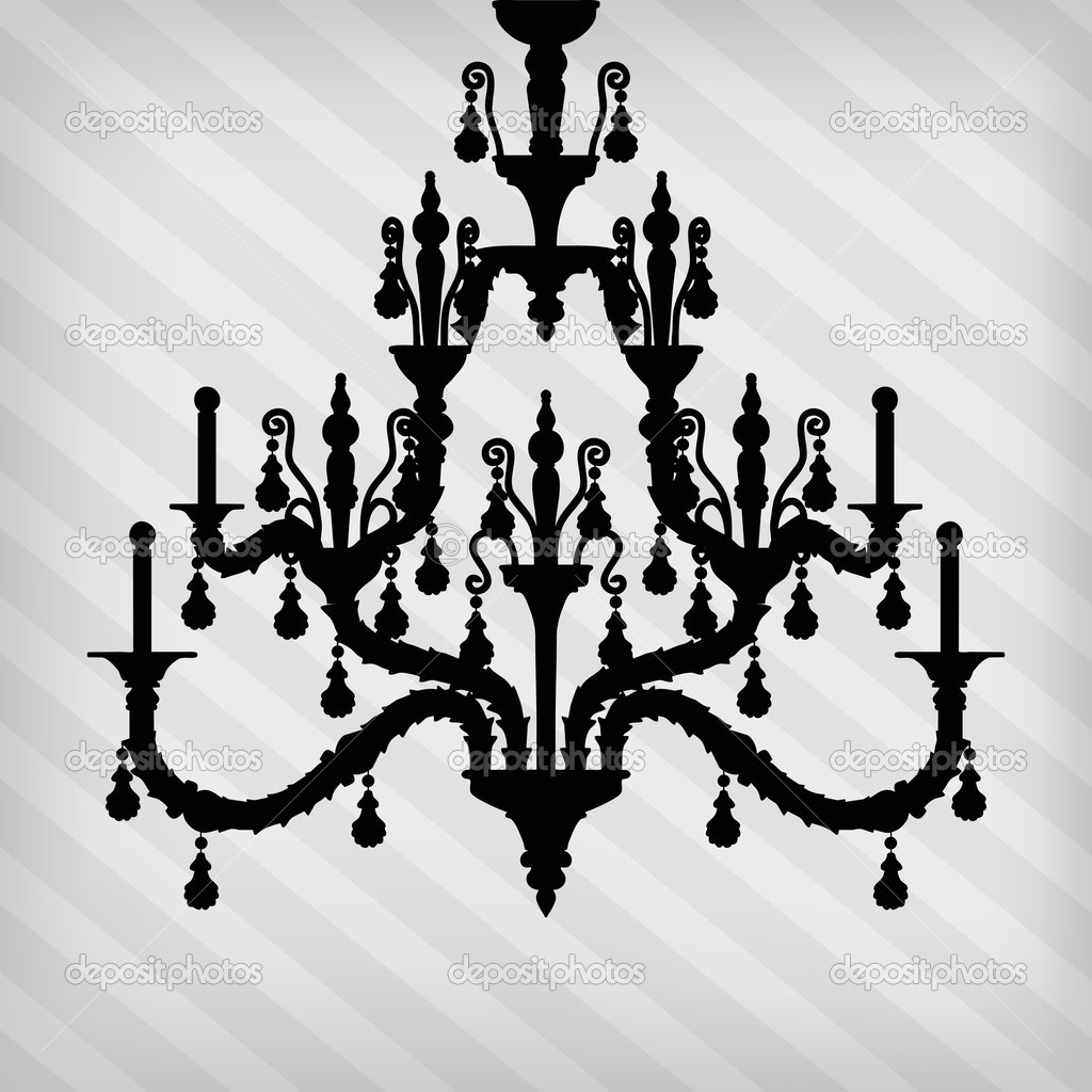 Silhouette of luxury chandelier on a stripped background