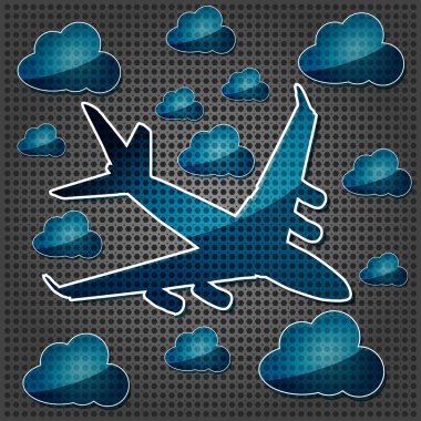 dört motorlu jet yolcu uçağı ile havada üzerinde bulutlar şeffaflık