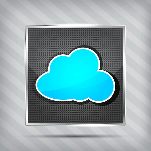 Metalen pictogram met cloud op de gestreepte achtergrond — Stockvector