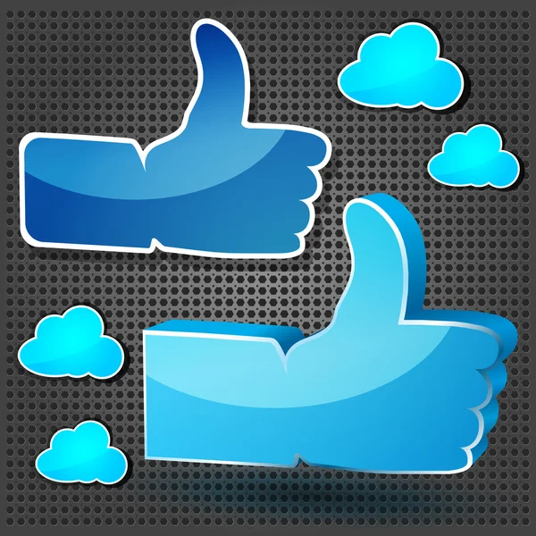 "Like "symbols with blue clouds on the metallic background — стоковый вектор